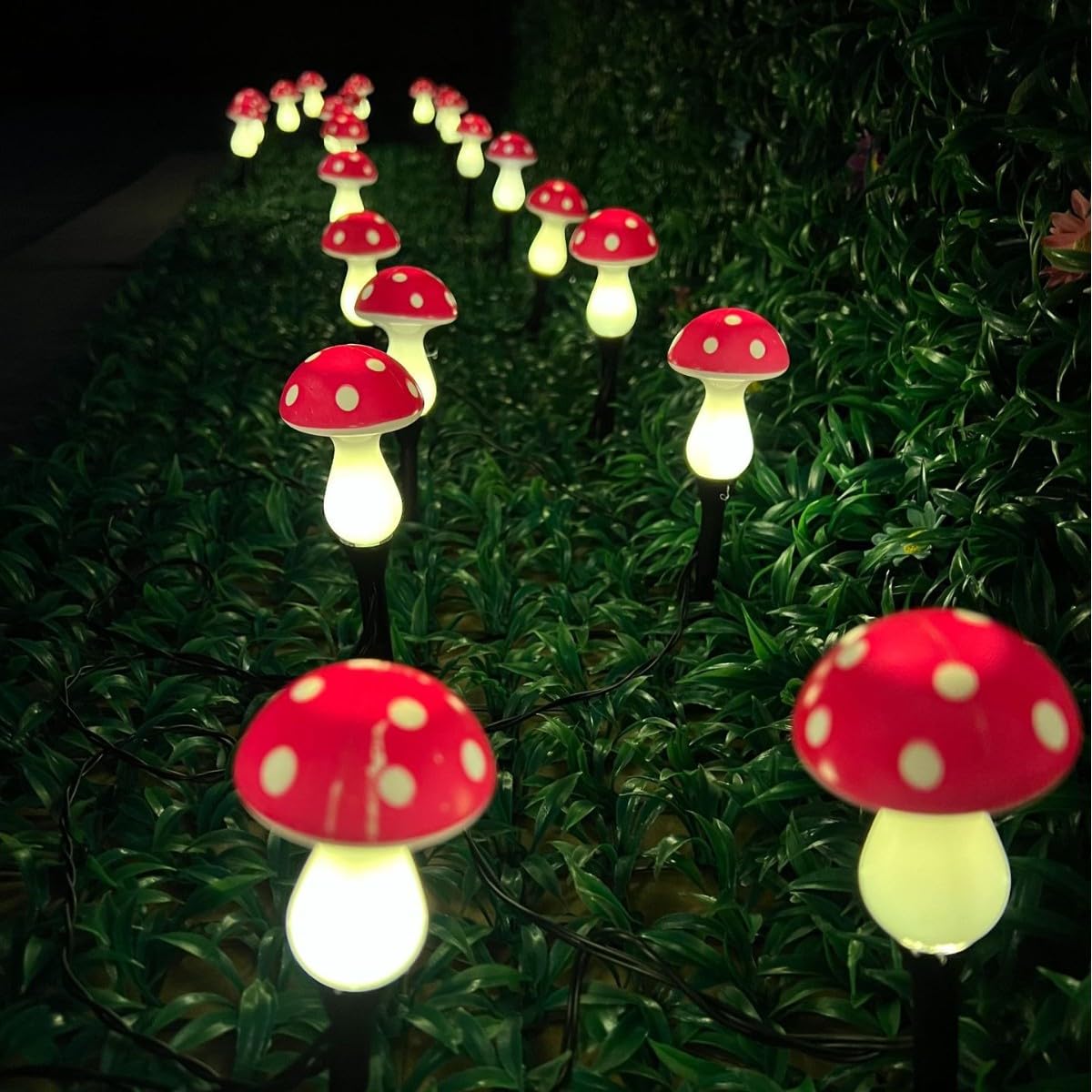 YZYOE red solar mushroom light for garden ambience along pathways