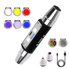 YZYOE six-LEDs flashlight front view highlighting jade gemstone for quick appraisal