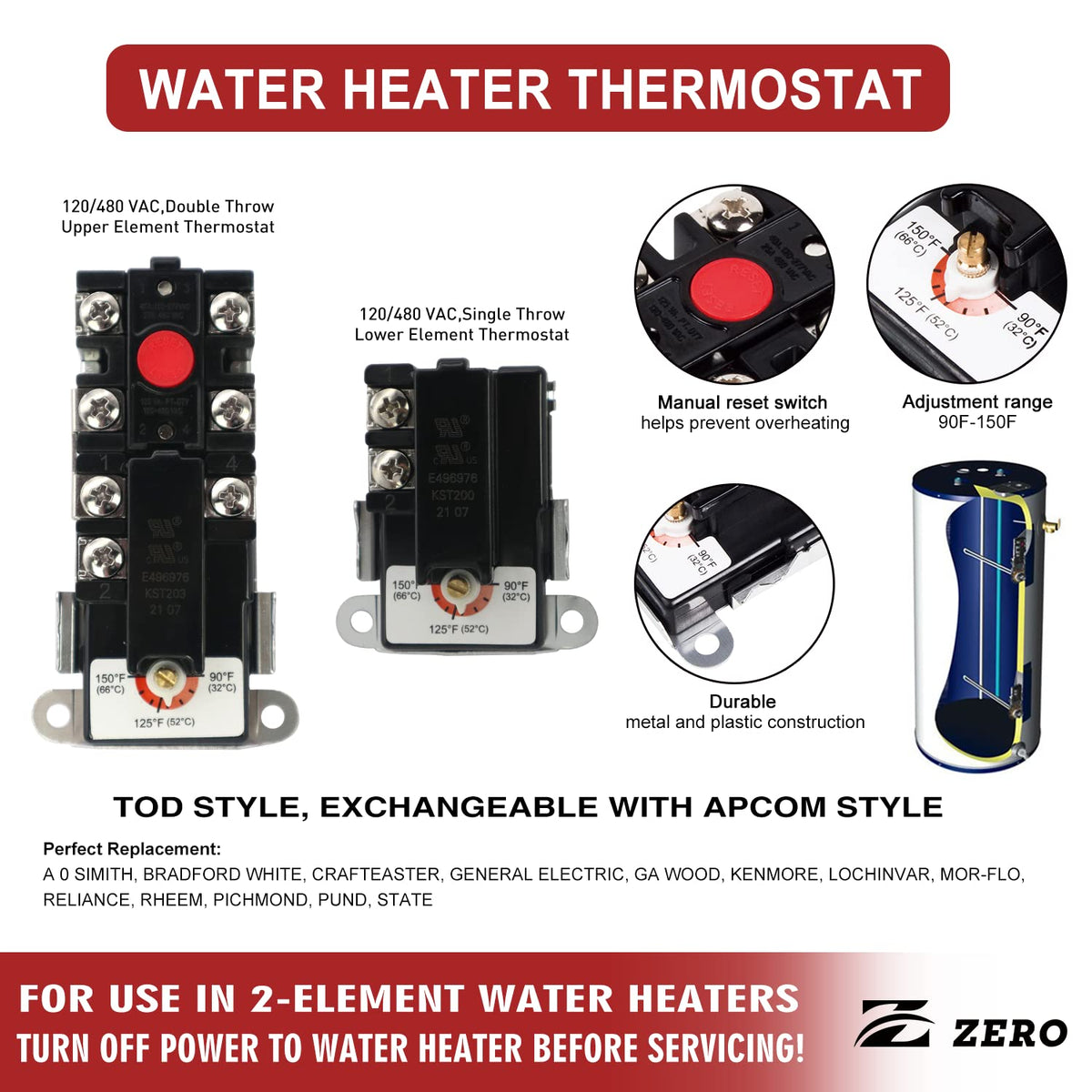 Z Zero EWH-01 copper heating element shows durable copper construction