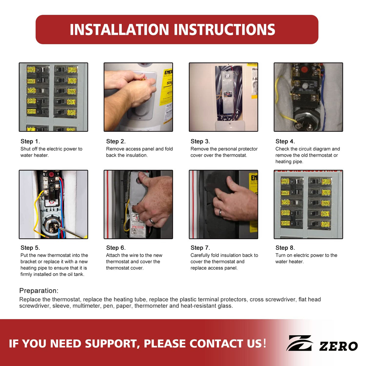 Z Zero EWH-01 plumber toolkit image highlighting included components