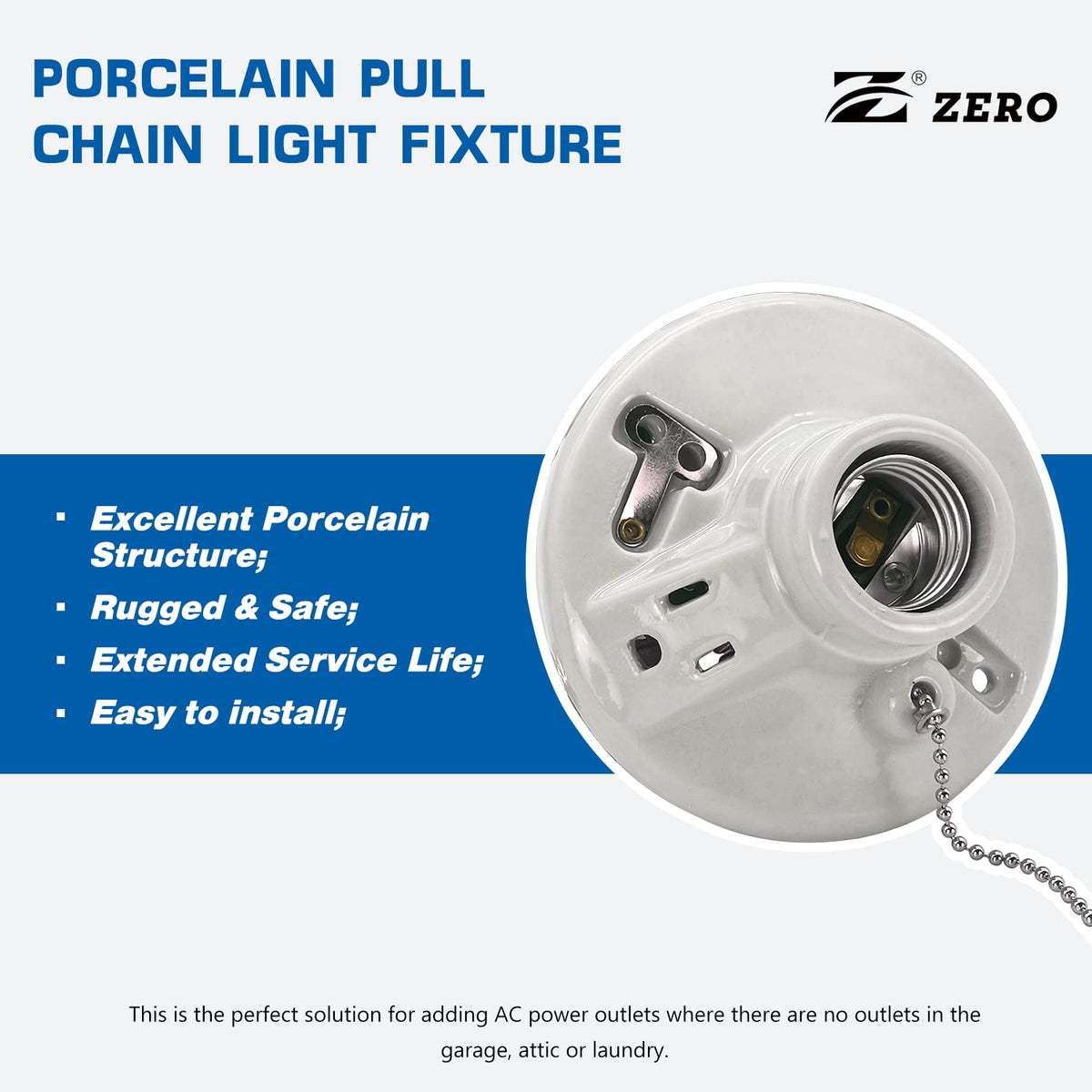 Z pull-chain lampholder outlet demonstrates convenient power for additional devices