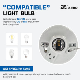 Z porcelain lampholder suits attic, basement, porch for versatile lighting