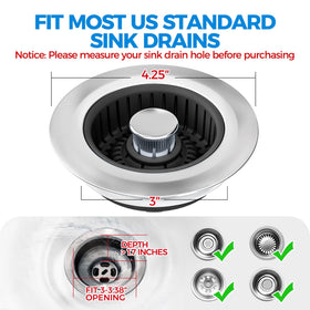 zaa kitchen sink drain strainer in use with water to prevent clogs