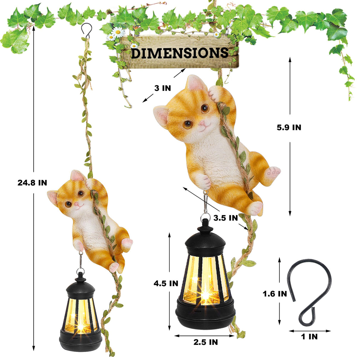 ZaaYee orange resin cat lantern adds warm porch light for evenings