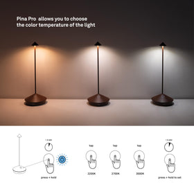 Zafferano Pina Pro lamp dimmable settings 2200K 2700K 3000K for mood control