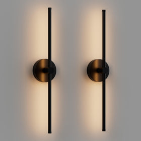 ZAGO 24-inch LED linear sconce front view in matte black, ideal for modern living spaces.