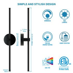 ZAGO damp-location rated linear sconce suitable for bathrooms and dressing rooms.