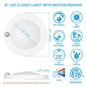 ZAGO closet light delivers 1100 lumens in daylight white for bright visibility.