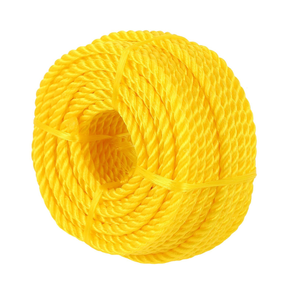 Zakous polypropylene rope bright yellow 100ft coil ideal for marine and outdoor tasks.