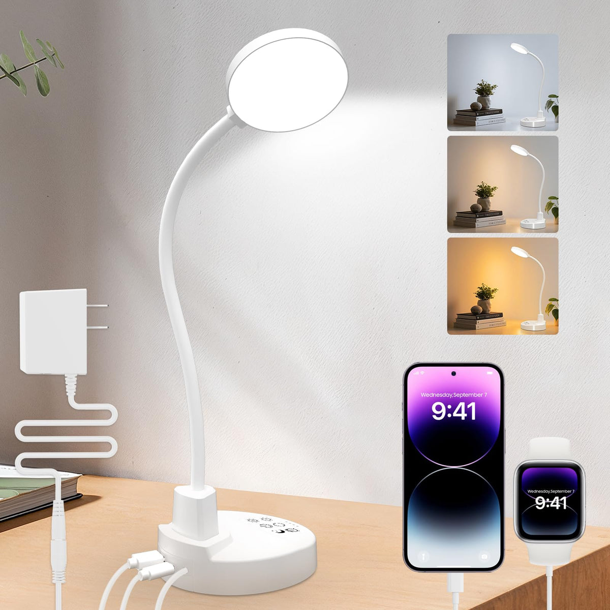 ZAPLIT 15W LED desk lamp with stable base for steady task lighting
