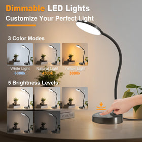 ZAPLIT desk lamp with dual USB ports powering phone and wearables.