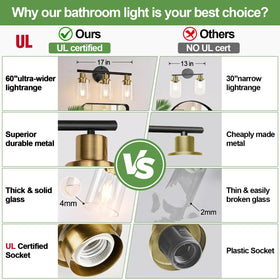 Zarbitta bathroom wall light with clear glass shade enhances mirror-side illumination.
