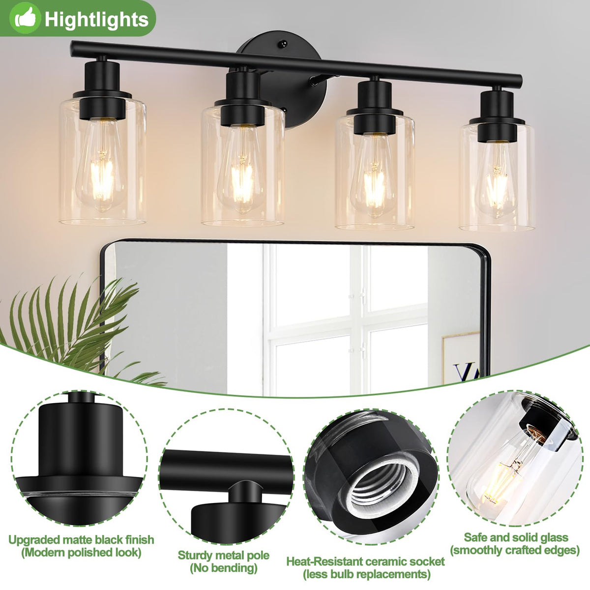 Zarbitta bedroom vanity light with up-down mount for flexible mood lighting