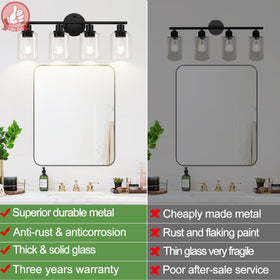 Zarbitta matte black wall lamp for bathroom durability and style