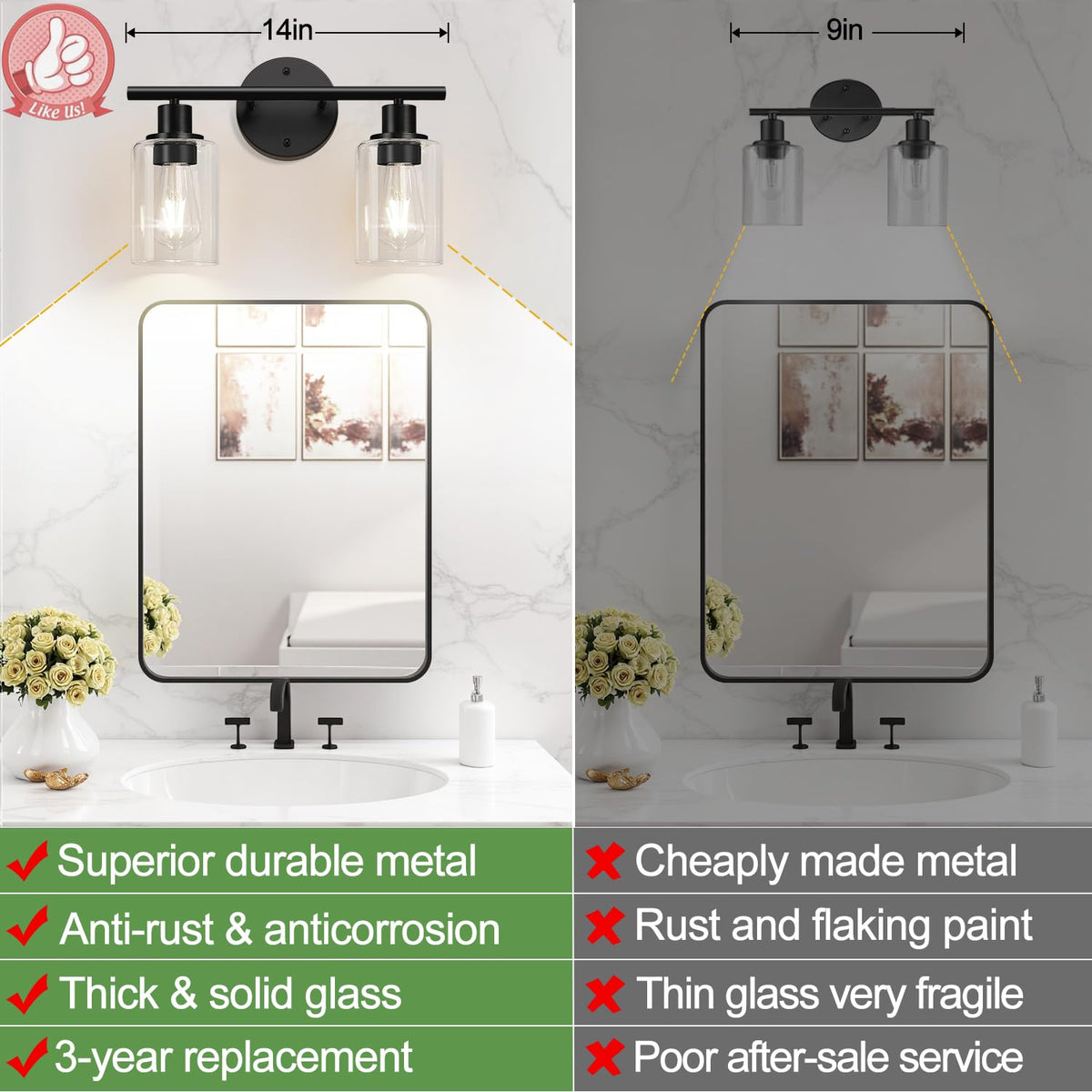 Zarbitta wall-mounted vanity light adds modern style and space-saving illumination