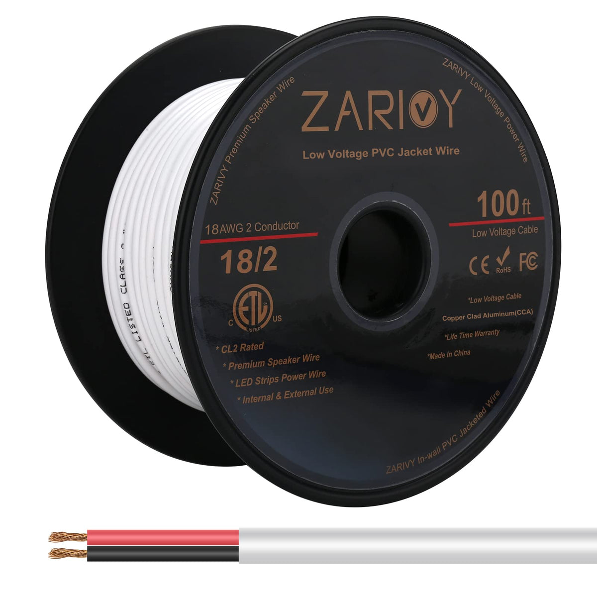 Zarivy 18 AWG wire on a hard spool for easy dispensing and precise cuts.