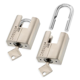 Zarker J45S keyed-alike padlocks front view, rugged zinc body for outdoor protection.