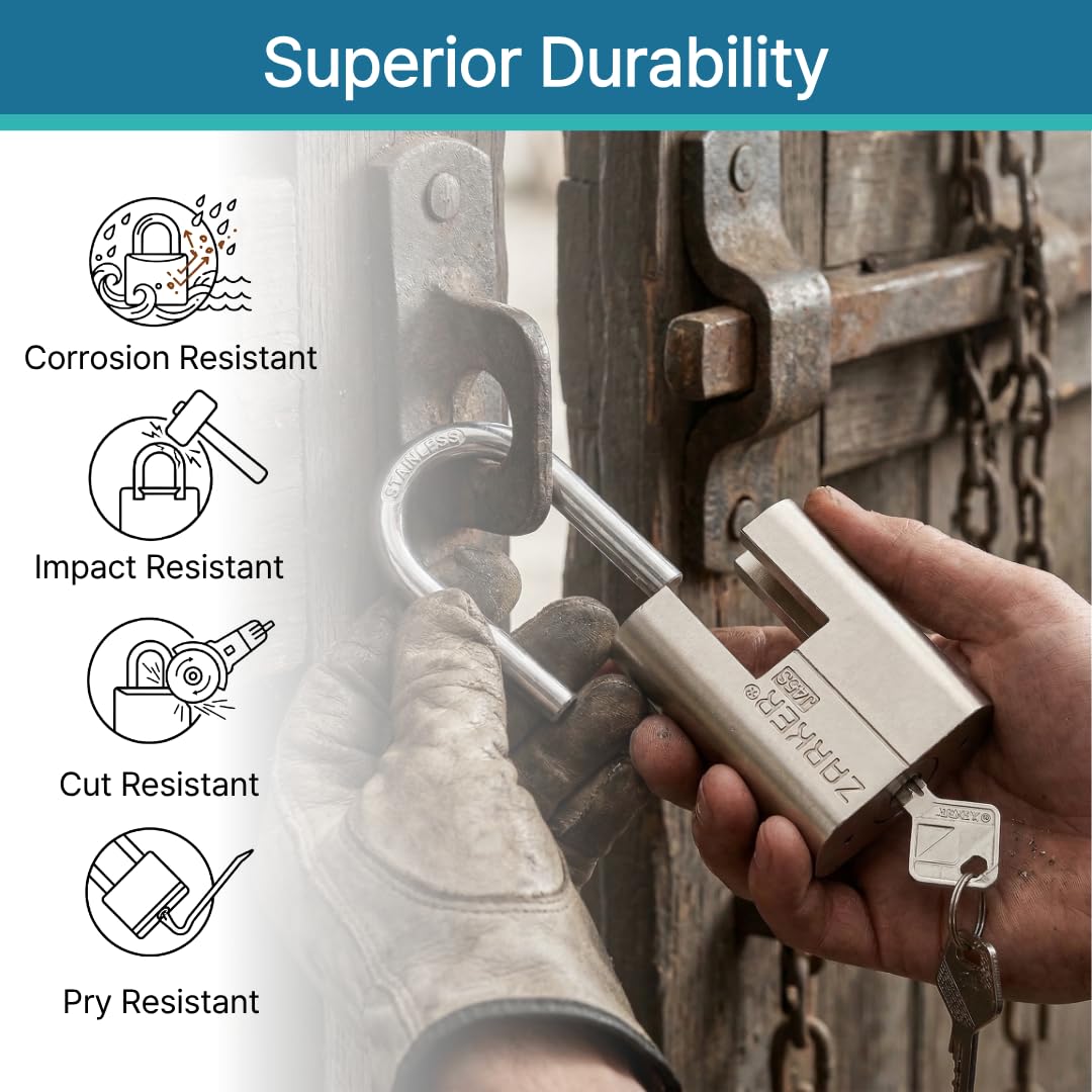 Zarker J45S padlock in use with a single key for simplified access.