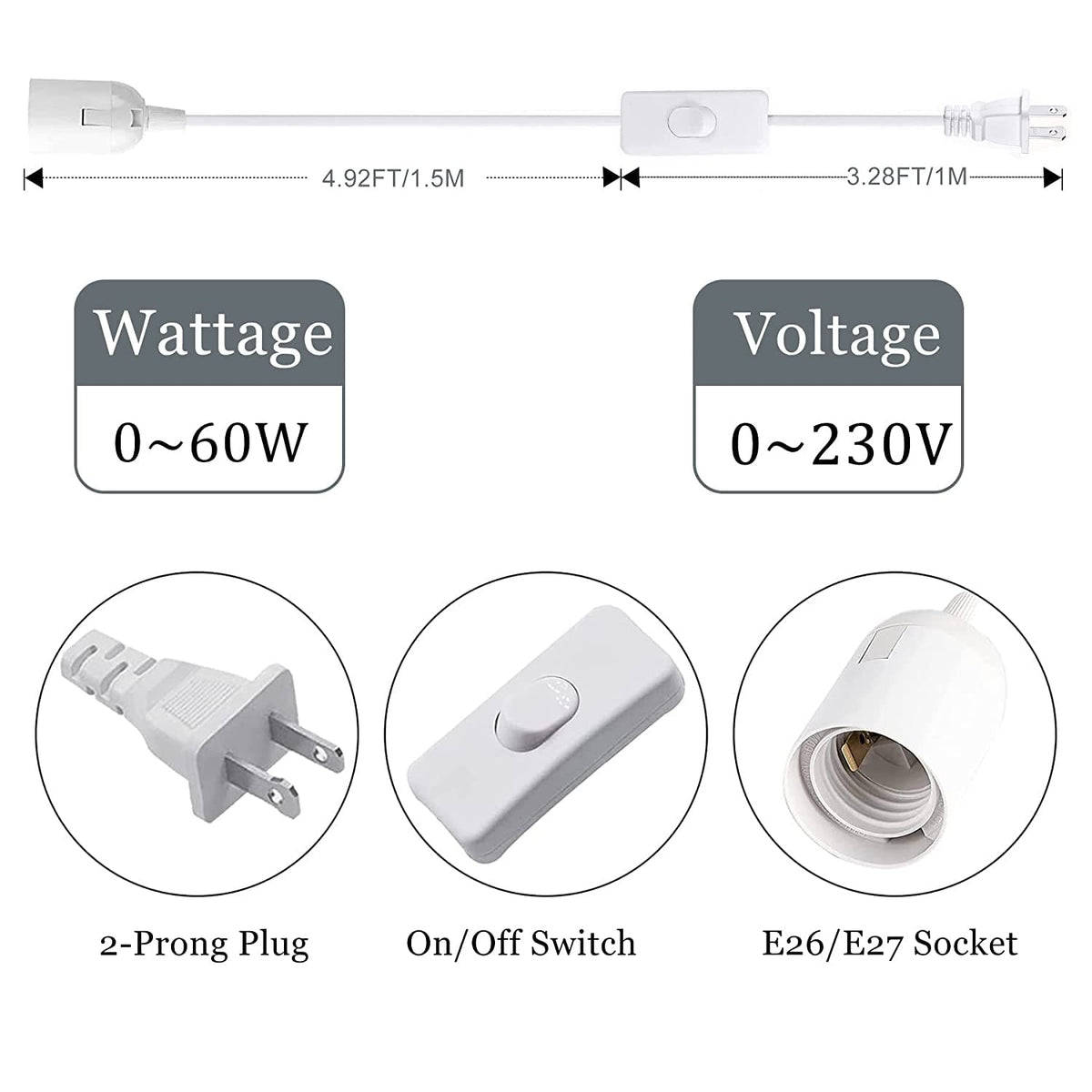 Zarnicy switch on off control for convenient hanging setup.