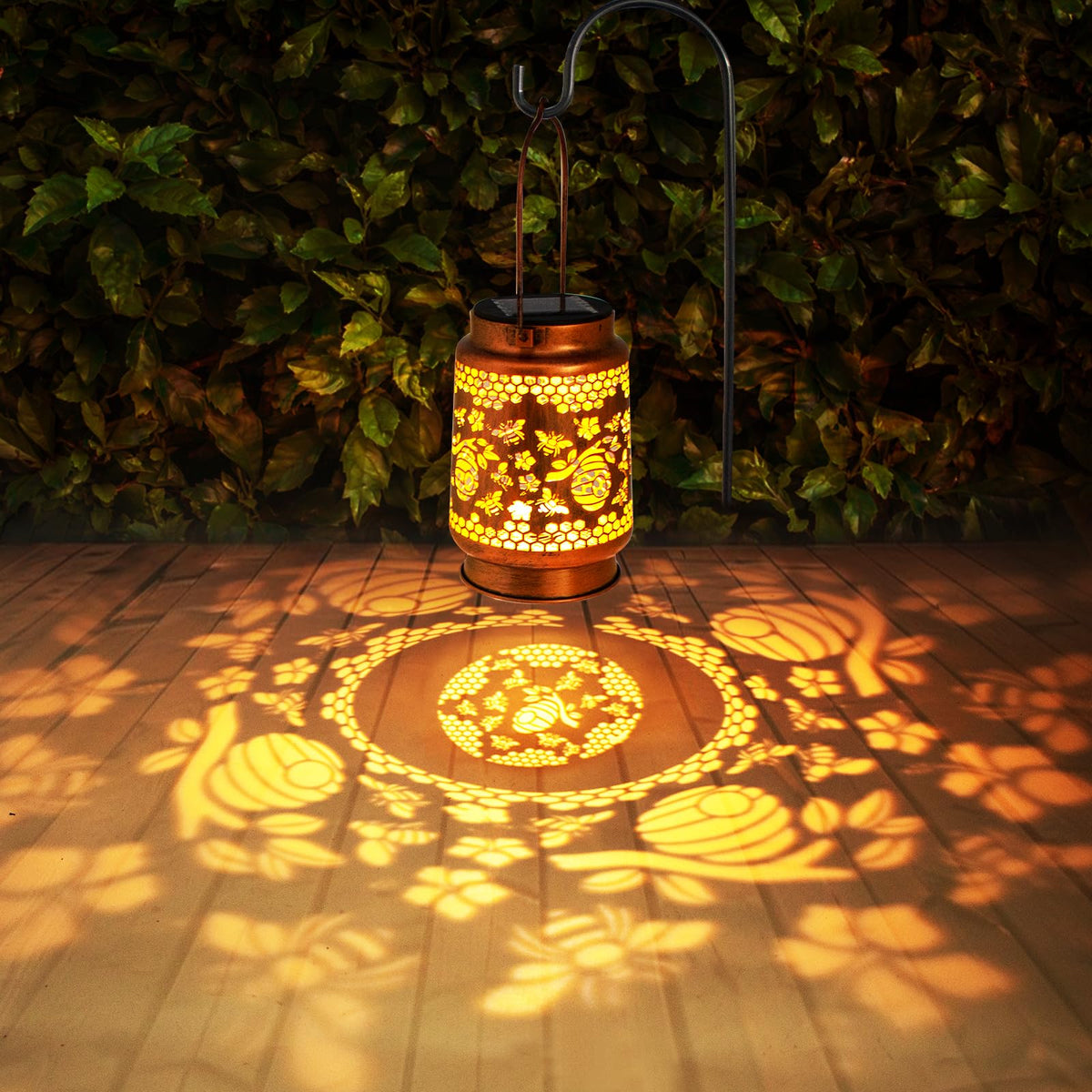 ZASOWUUO Bee solar lantern guides guests along garden paths with subtle illumination.