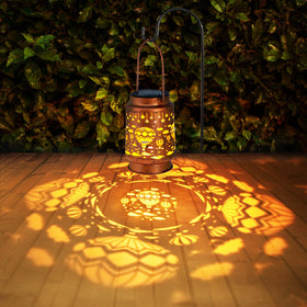 ZASOWUUO hot air balloon solar lantern enhances yard lighting for evenings.