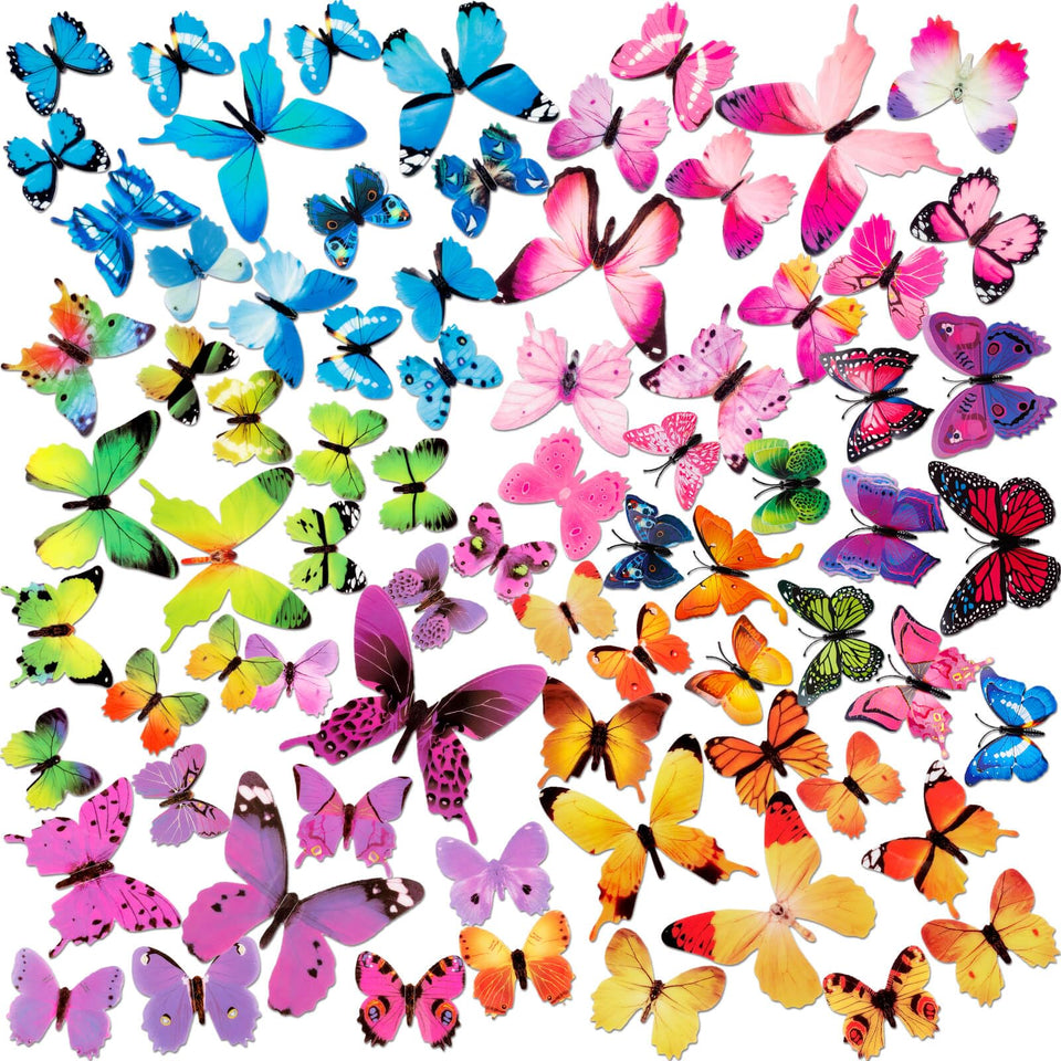 ZAUGONTW 240pcs 3D butterfly stickers for vibrant wall decor and easy removal