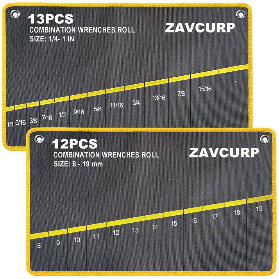 Zavcurp wrench roll up bag front view shows organized pockets for quick access