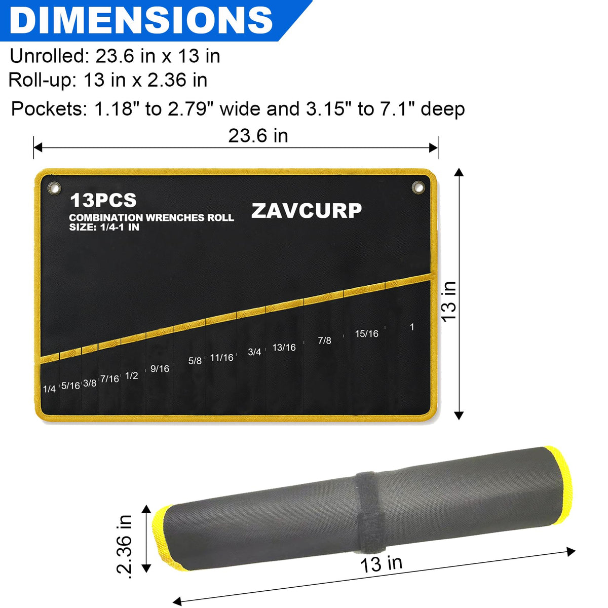 Zavcurp wrench roll up compact size illustrates portable setup