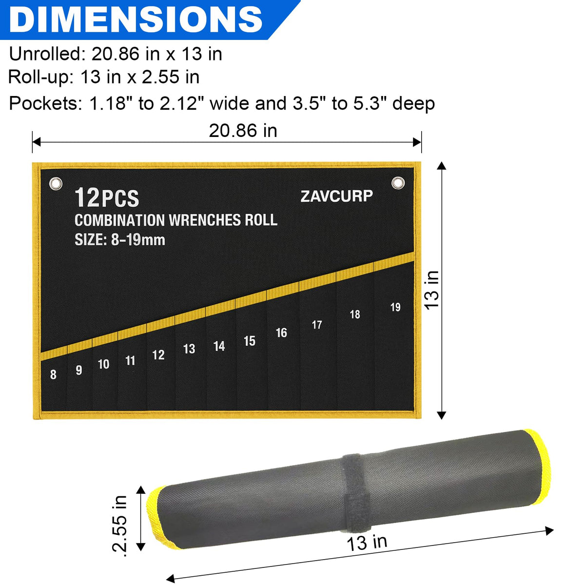 Zavcurp wrench roll up portable design showcases easy carrying