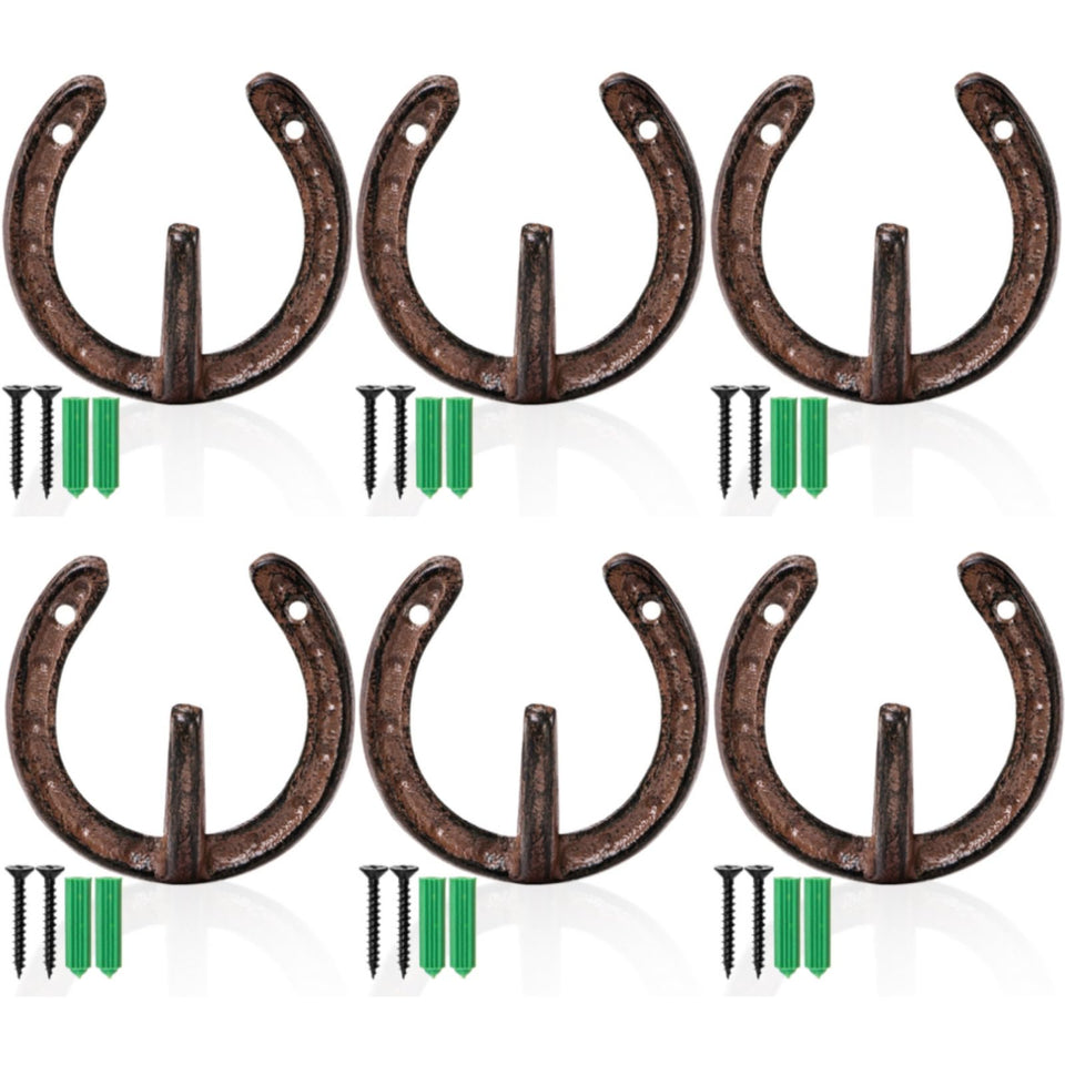 ZAVOOS six-pack cast iron wall hooks mounted for versatile hanging