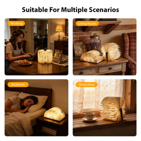 ZBOLE Floral Book Light demonstrates 360-degree dimmable adjustability for versatile lighting.