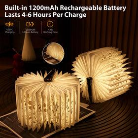 Rechargeable battery pack of the ZBOLE Book Light enables cordless use anywhere.