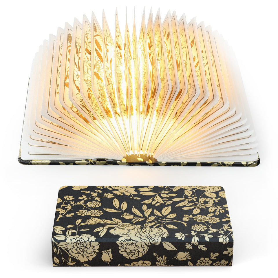 ZBOLE Floral Book Light with open cover glows softly for ambiance.
