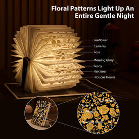 Side view of the ZBOLE Floral Book Light showing a slim, modern profile.