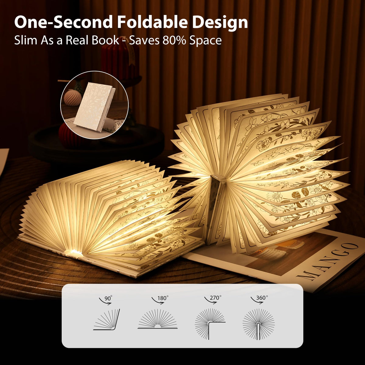 ZBOLE Floral Print Book Light gift box, elegant present for book lovers
