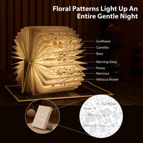 ZBOLE Floral Print Book Light inner pages pattern, decorative ambient glow for desks