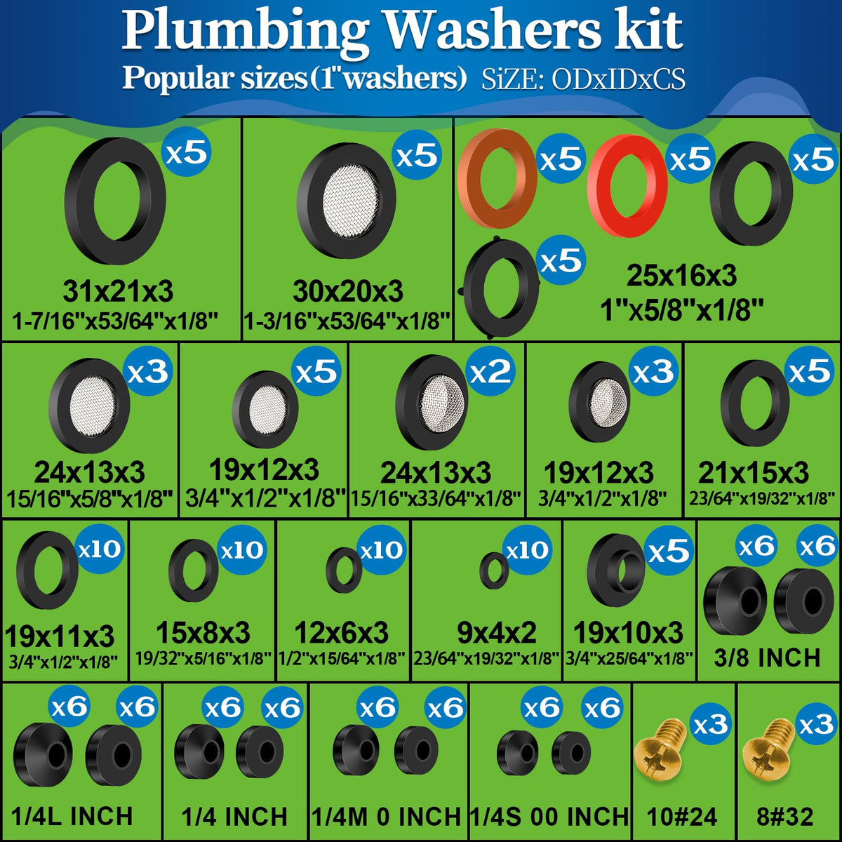 ZDBB 1075-pcs beveled faucet washers for reliable leaks prevention
