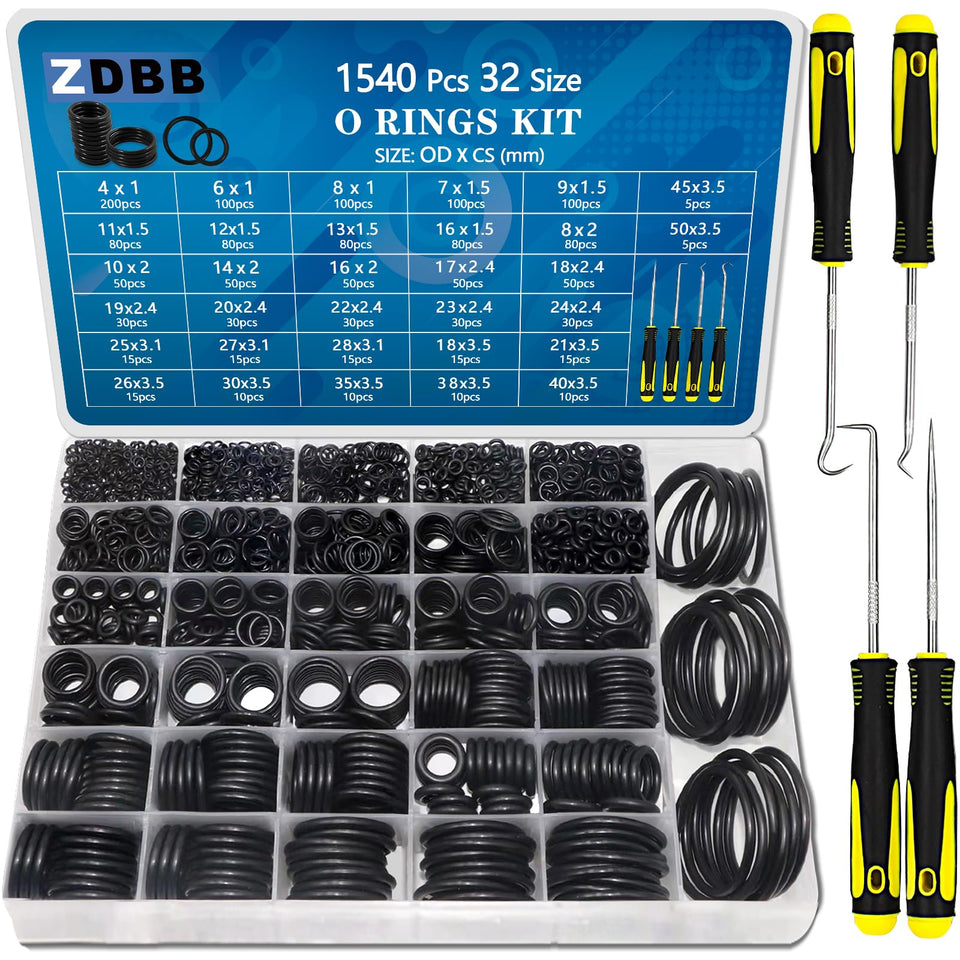 ZDBB O-Ring Kit storage box with 32 sizes for easy organization.