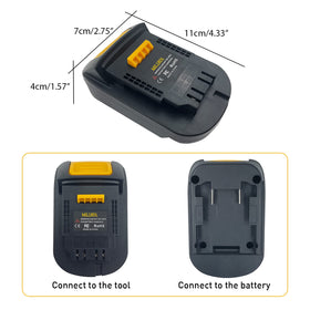 ZDTZAN MIL18DL adapter in use with Milwaukee 18V battery powering a Dewalt 20V tool
