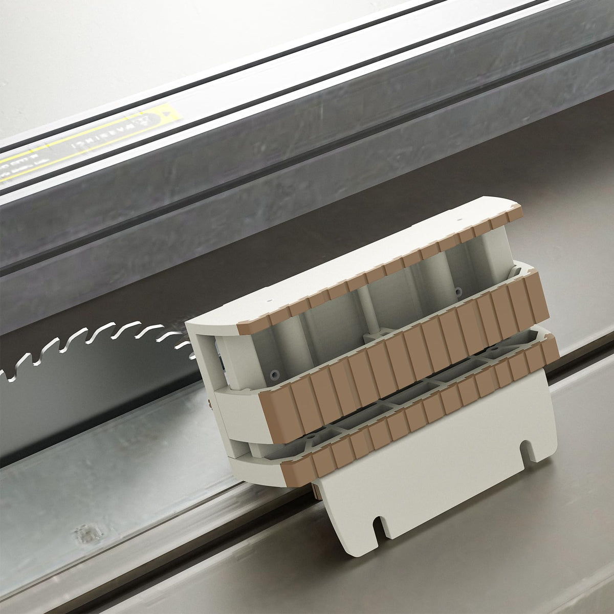 Zebekk push block shown with compatibility on joins and bandsaws