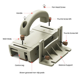 Zebekk push block with adjustable handle guiding stock for precise cuts