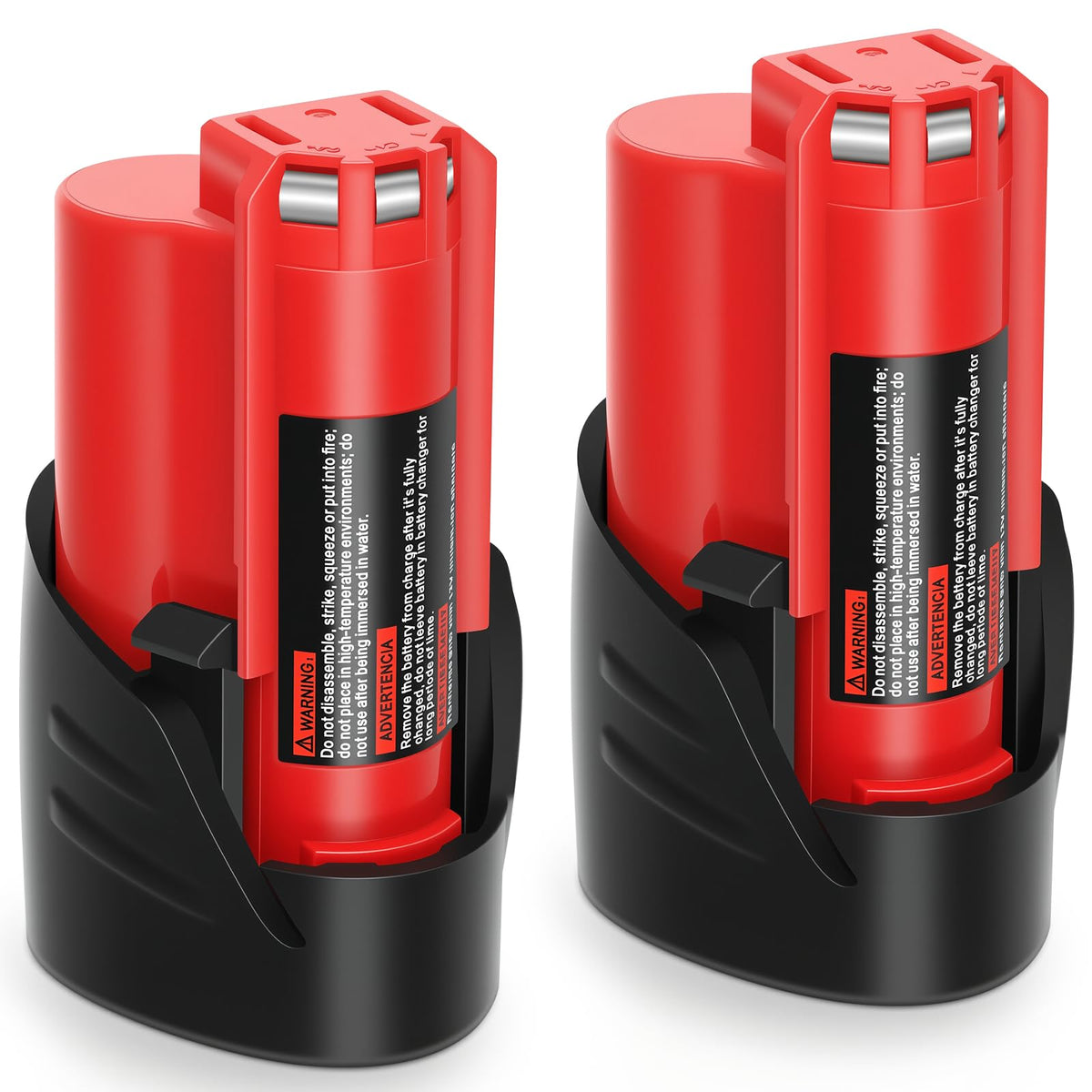 Zecovolmn Milwaukee M12 4.0Ah battery pack – front view shows dual-pack design for daily tasks.