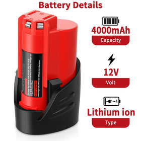 Zecovolmn M12 replacement battery – side-contacts alignment for seamless fit.