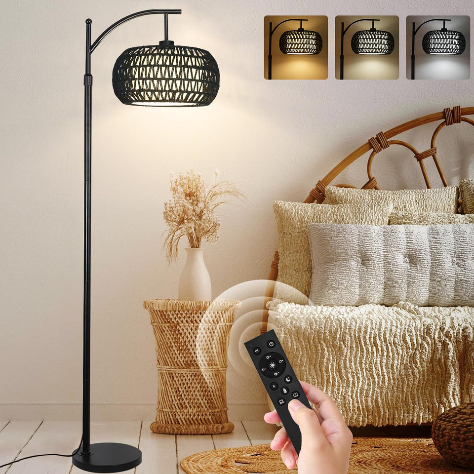 ZECOXOL Arc floor lamp with 3 color temperatures for versatile ambience