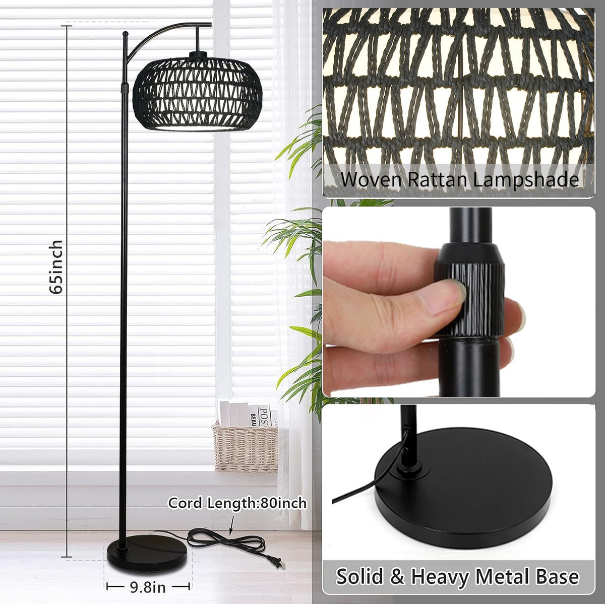 ZECOXOL Arc floor lamp 360-degree rotation directs light exactly where needed