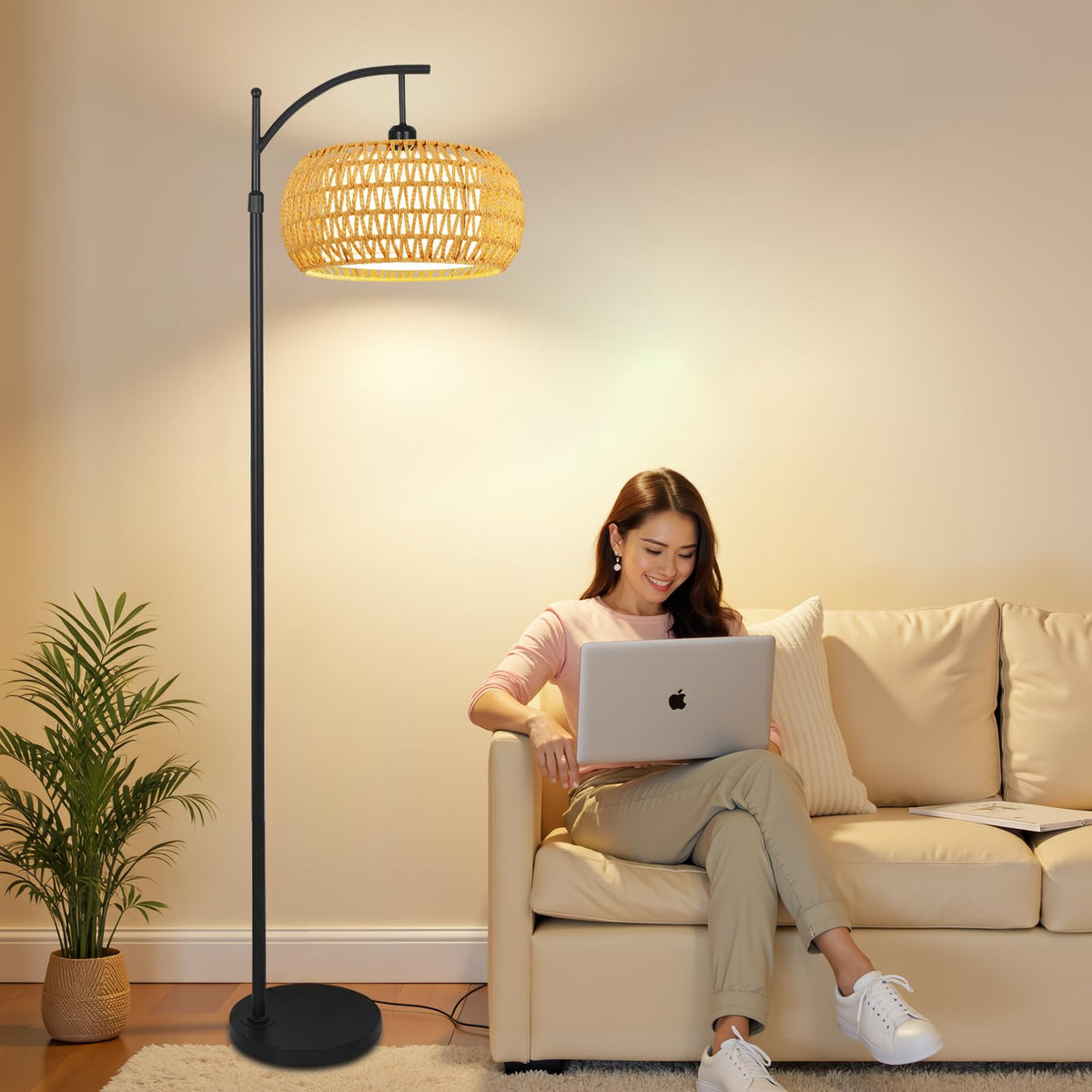 ZECOXOL Arc lamp with two shades offers versatile styles.