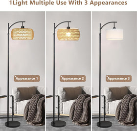 ZECOXOL Arc Floor Lamp dimmable LED with three color temps for mood lighting.