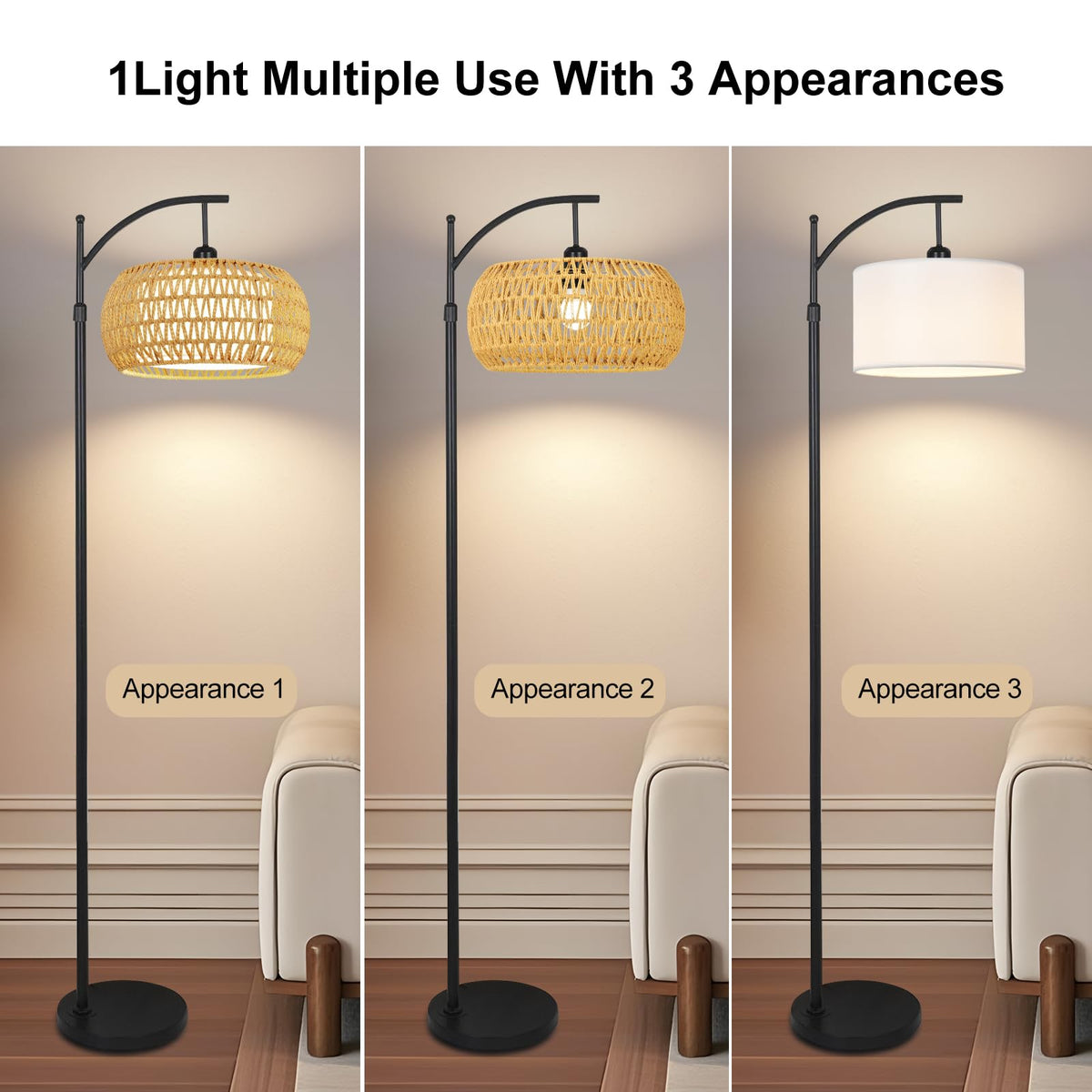 ZECOXOL Arc lamp dimmable LED offers mood-friendly lighting.