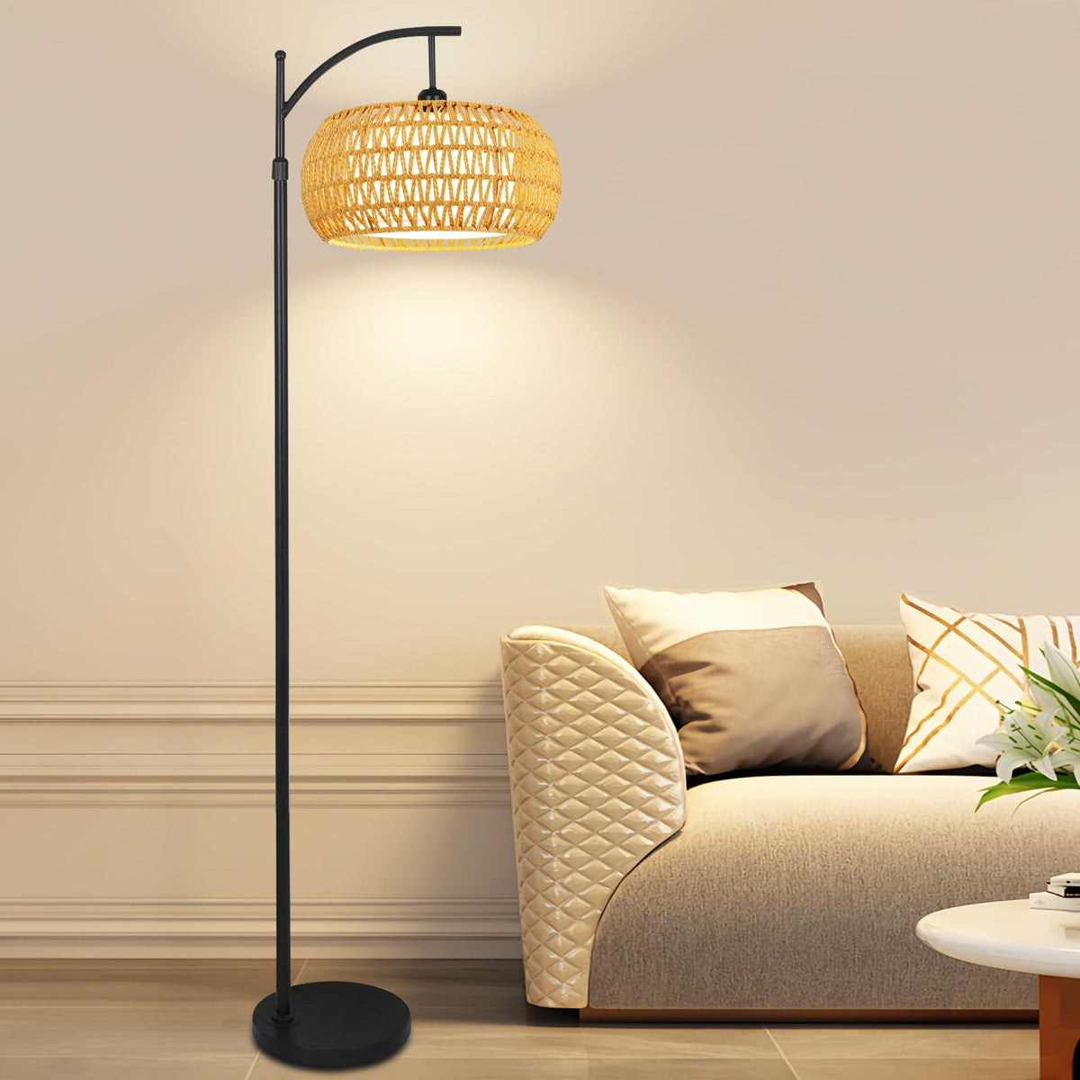 ZECOXOL Arc lamp easy assembly with long 7.6 ft cord.