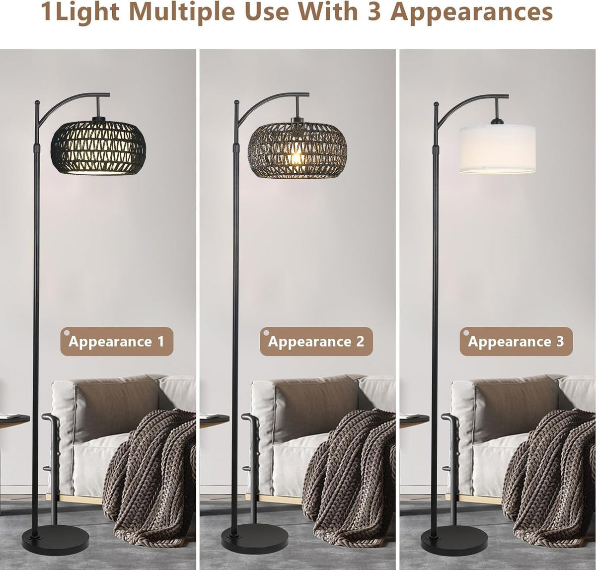 ZECOXOL Arc floor lamp foot switch lets you adjust hands-free